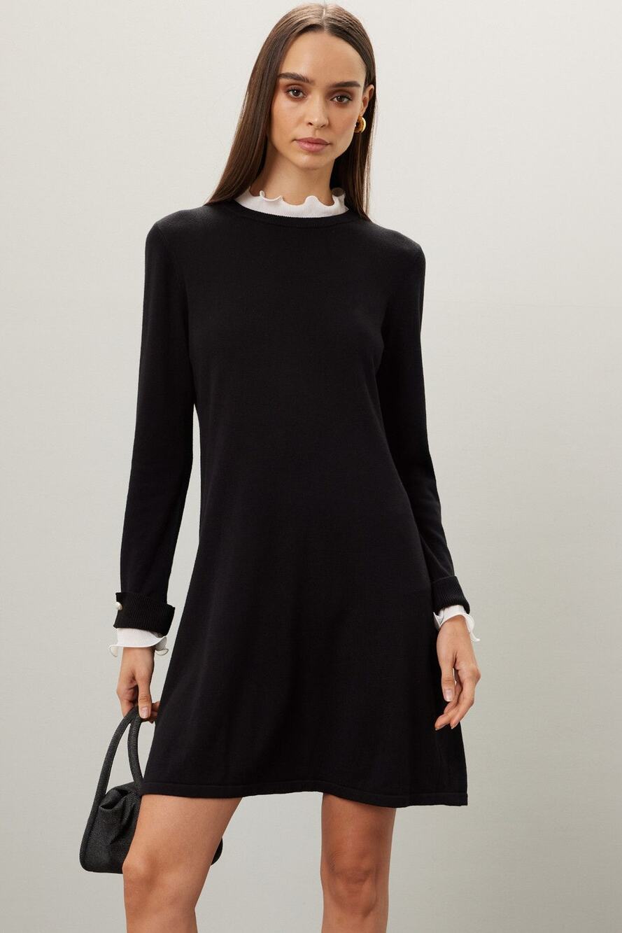 CeCe Ruffle Collar Sweater Dress - Size Large